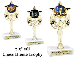 7  1/2" tall chess theme trophy.  Great for competitions, game nights or your favorite player - 7517