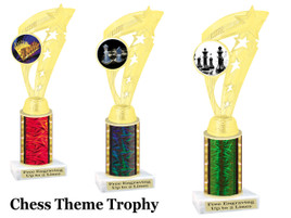 Chess theme one column.  Choice of color, art work and trophy height.  (ph113