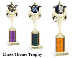 Chess theme one column.  Choice of color, art work and trophy height.  7517