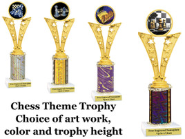 Chess theme one column.  Choice of color, art work and trophy height.  91546