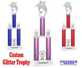 Glitter column trophy with silver custom insert holder and trim.  Comes as shown with choice of height - 5080s