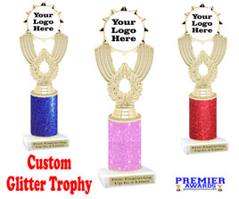 Custom glitter trophy.  Add your logo or art work for a unique award!  Numerous glitter colors and heights available - 3103