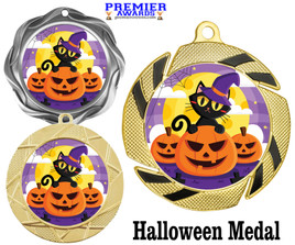 Halloween theme medal.  Choice of medal.  Includes free engraving and neck ribbon - design 5