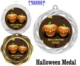 Halloween theme medal.  Choice of medal.  Includes free engraving and neck ribbon - design 6