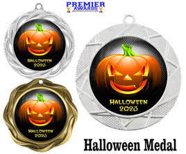 Halloween theme medal.  Choice of medal.  Includes free engraving and neck ribbon - design 8