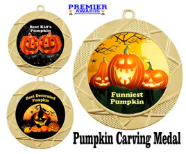 Pumpkin carving/decorating theme medal.  Choice of 9 categories.  Includes free engraving and neck ribbon  (940g