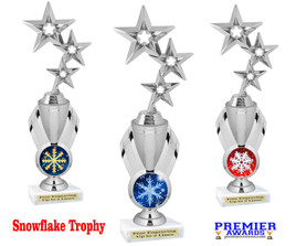 Snowflake theme trophy. Choice of artwork.  12" tall  - Great for all of your holiday events and contests.  42655s