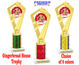 Gingerbread House Trophy.   Great award for your baking or decorating contests.  Choice of color and height.  ph111-3