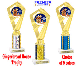 Gingerbread House Trophy.   Great award for your baking or decorating contests.  Choice of color and height.  ph111-6