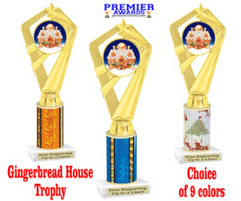 Gingerbread House Trophy.   Great award for your baking or decorating contests.  Choice of color and height.  ph111-7