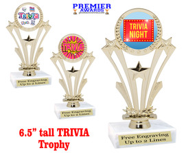 Trivia trophy.  Choice of insert design.  Great award for your Family Game Nights and Trivia contests!  h416