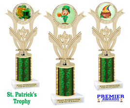 St. Patricks trophy.  Great trophy for your pageants, events, contests and more!   Green column H414