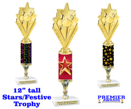 Star figure with on star/festive themed column. 12" tall  Great for your pageants, festivals, contests or just for your favorite star.  stem 92566