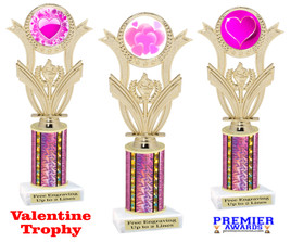 Valentine theme trophy.  Great trophy for your pageants, events, contests and more!  Pink column h414