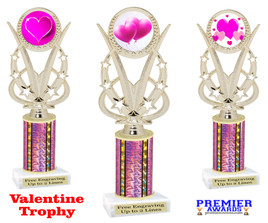  Valentine theme trophy.  Great trophy for your pageants, events, contests and more!  Pink column h415