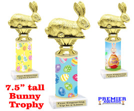 Easter theme trophy.  7.5" tall Festive award for your Easter pageants, contests, competitions and more.  sub Bunny