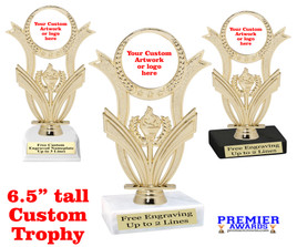 Custom trophy 6.5" tall.  Upload your logo or custom artwork for a unique award perfect for any event, contest or gift. h414