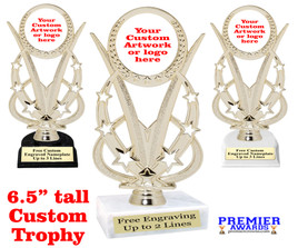 Custom trophy 6.5" tall.  Upload your logo or custom artwork for a unique award perfect for any event, contest or gift. h415