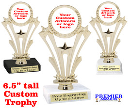 Custom trophy 6.5" tall.  Upload your logo or custom artwork for a unique award perfect for any event, contest or gift. h416