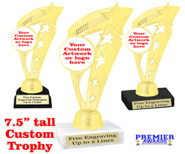 Custom trophy 7.5" tall.  Upload your logo or custom artwork for a unique award perfect for any event, contest or gift. ph113