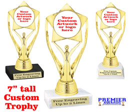 Custom trophy 7" tall.  Upload your logo or custom artwork for a unique award perfect for any event, contest or gift. ph112