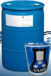 Varn V-120 Press Wash - 5 Gal blue barrel with Varn logo and label.