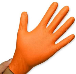 Hand Armor® GEOTEX GRIP™ Textured Nitrile Gloves 9 Mil - Orange
