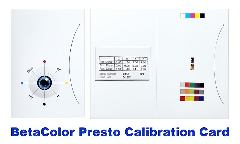 BetaColor Calibration Certificate Card Sample