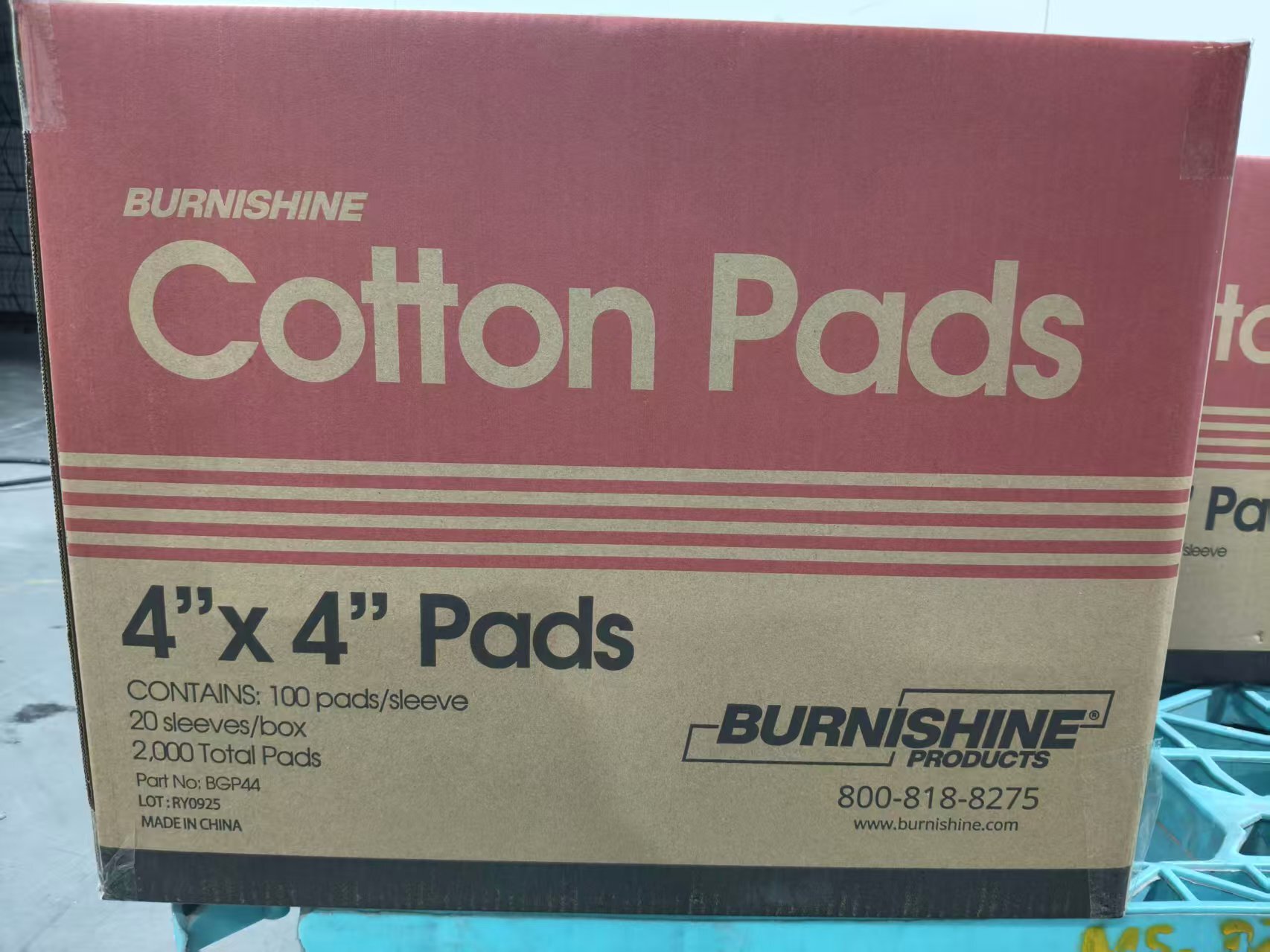 burnishine 4x4 cotton pads carton of 20