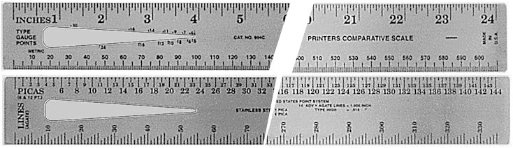 604-A - Stainless Steel 24 Printers Comparative Two-Sided Ruler  [AHG-604A24] : GWJ Company, Better Pricing, Extensive Variety of Supplies &  Tools for The Printer