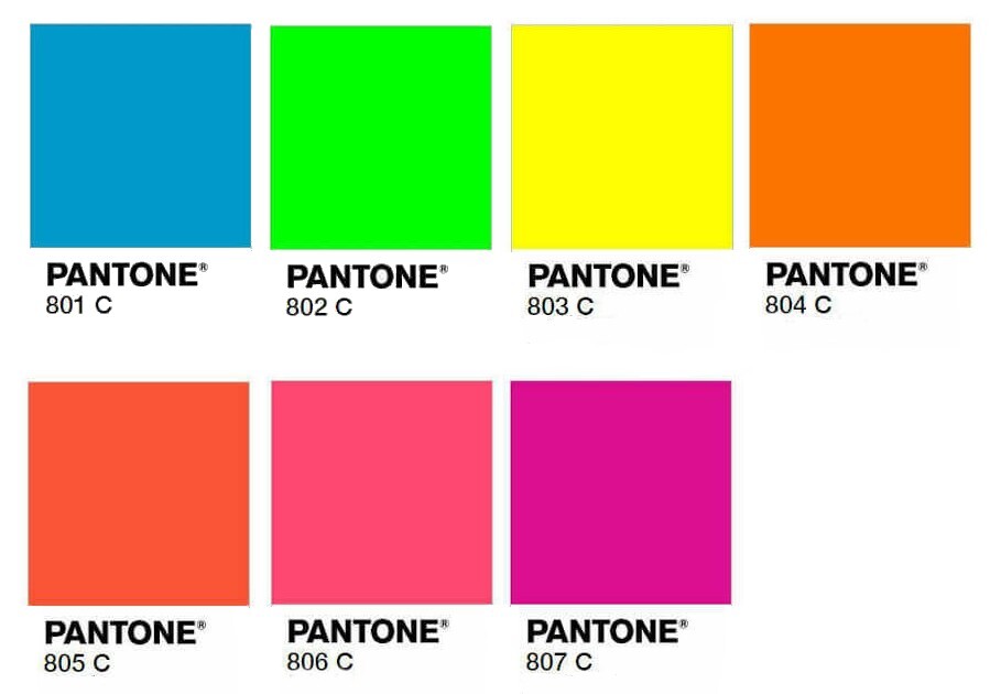 pantone 801-807 flourescent chips pantone 801-807 flourescent chips