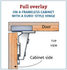 Soft close Nickel finish, 105-Degree Cabinet Hinge with Full Overlay - 1 pair