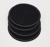 4" Round Black/Silver Leatherette Coaster
