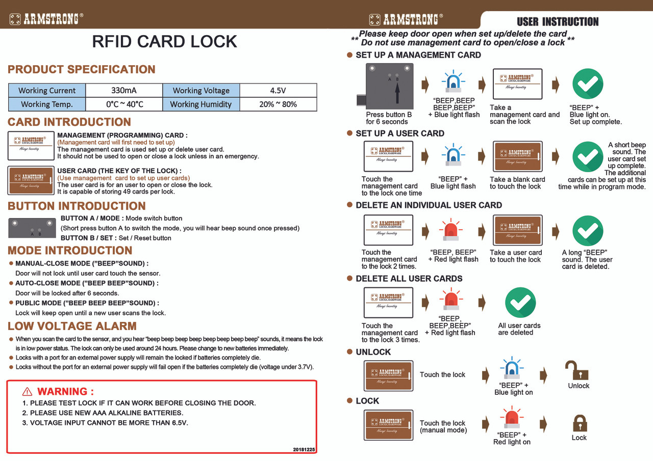 Reinforced RFID hidden concealed cabinet lock