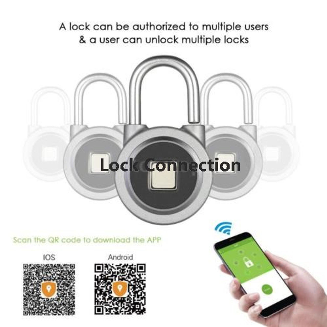 Blue tooth Fingerprint / Biometric Lock -- shackle Padlock 