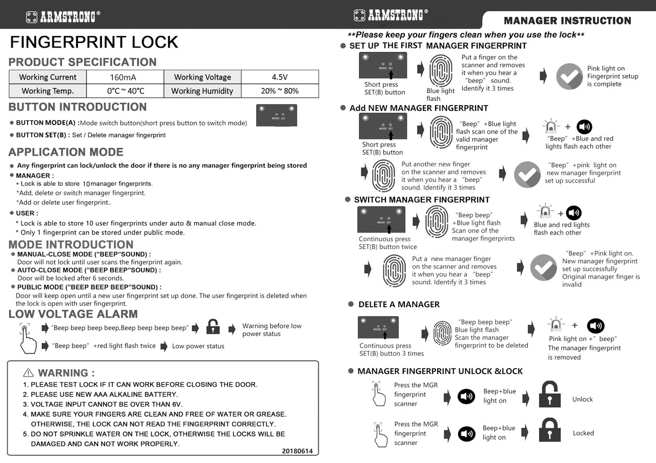 Fingerprint Biometrical Cabinet Lock