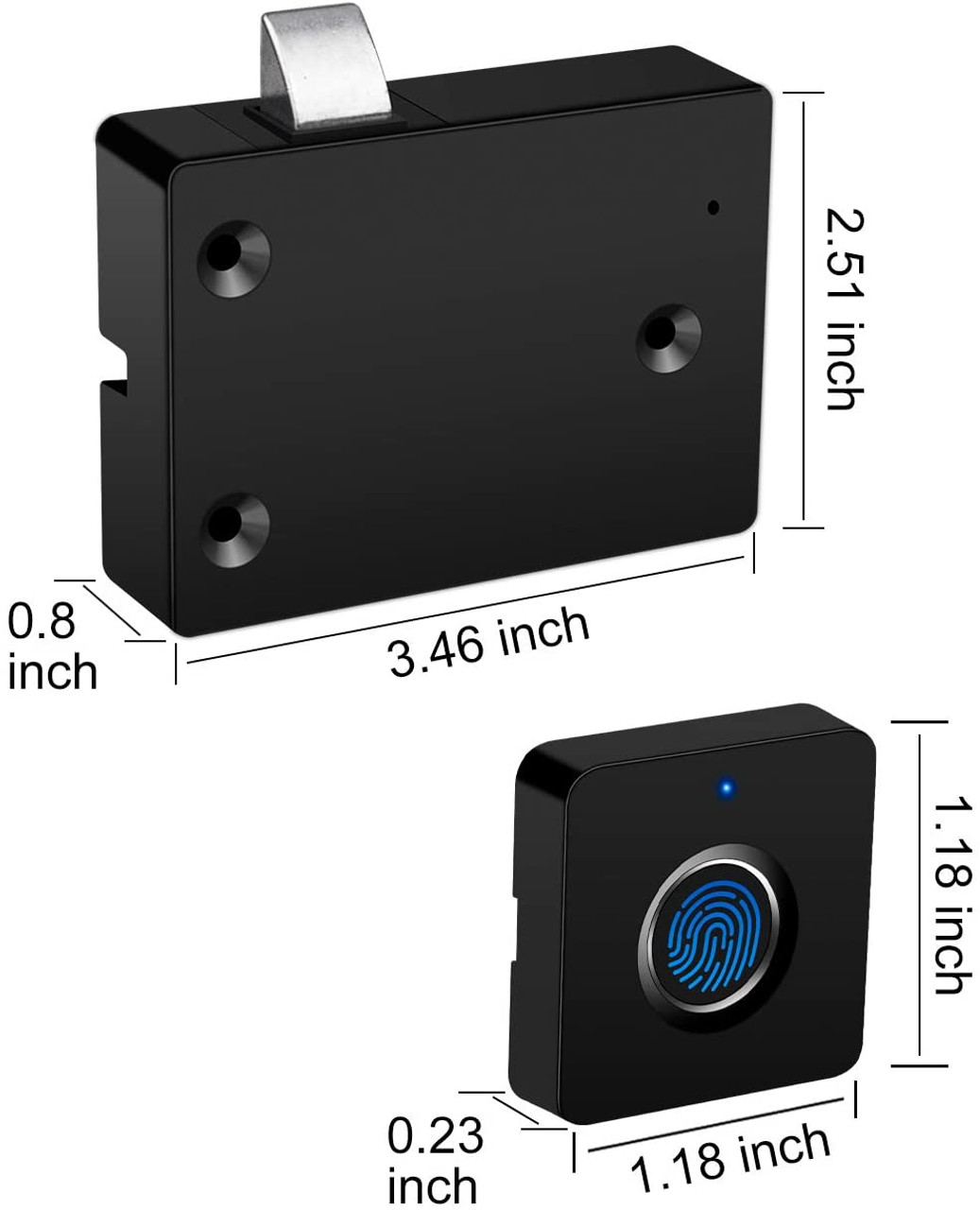 Surface Mount Black Face Fingerprint / Bluetooth Lock