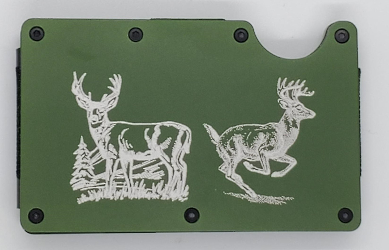 Deer / Hunting - All Aluminum MRF-05 RFID blocking wallets with money clip