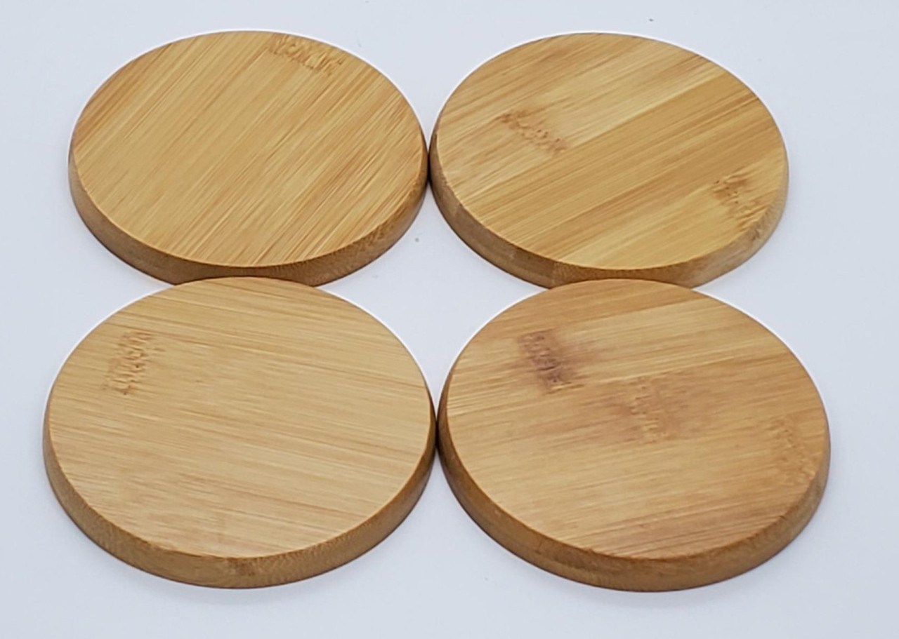 Round Wooden coasters, blank, set of 4 - Lock Connection®, LLC