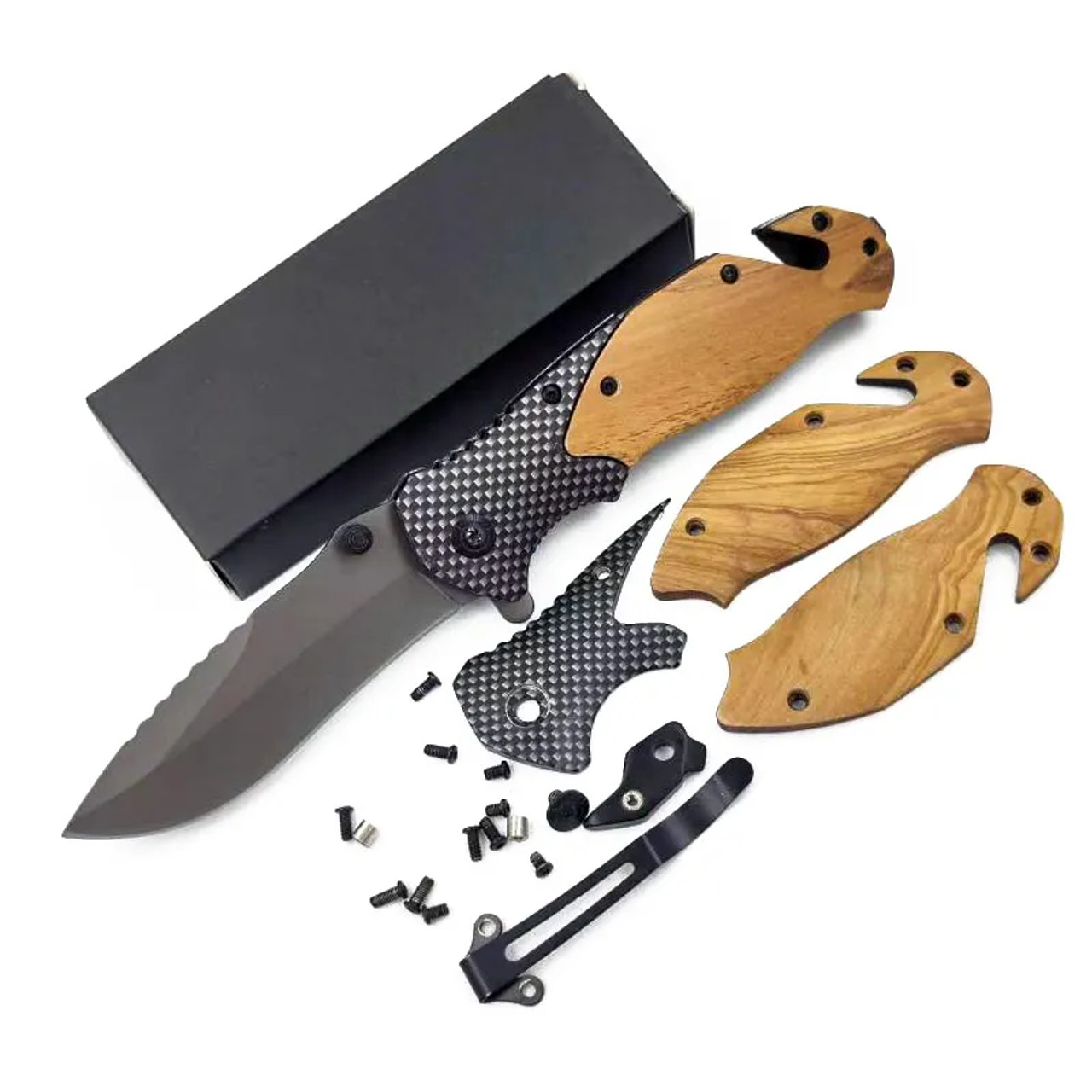 Knife with box, individually packaged, parts breakout
