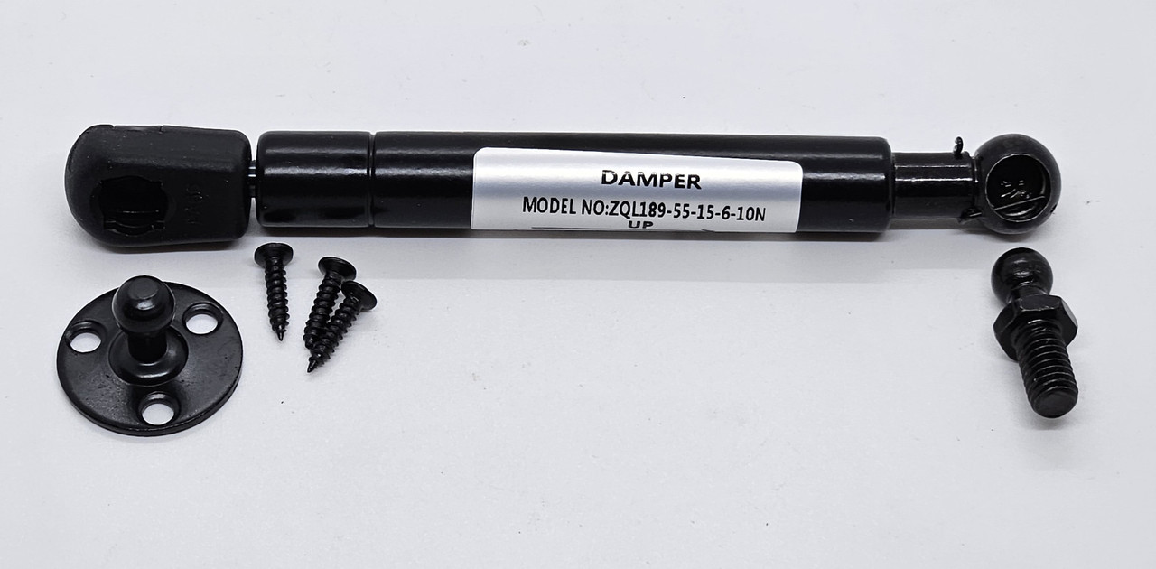 7.4" -10N extended length Extension damper, 1 round bracket / 1 Black Metal end fitting / 1pc 5/16-18 BS