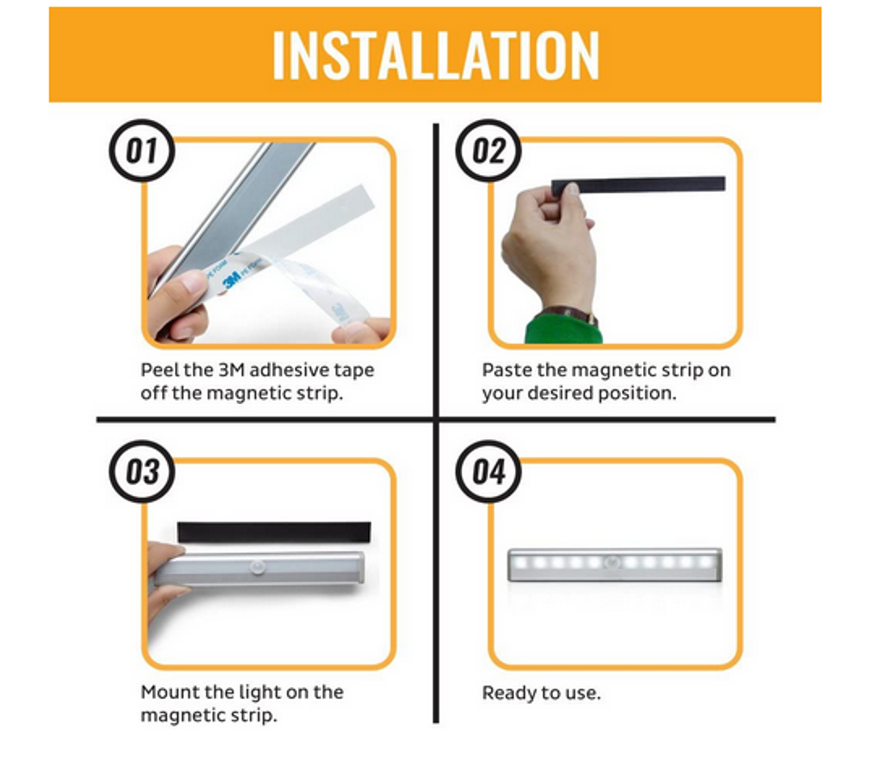 adhesive magnetic replacement strip for all LED-310 lights