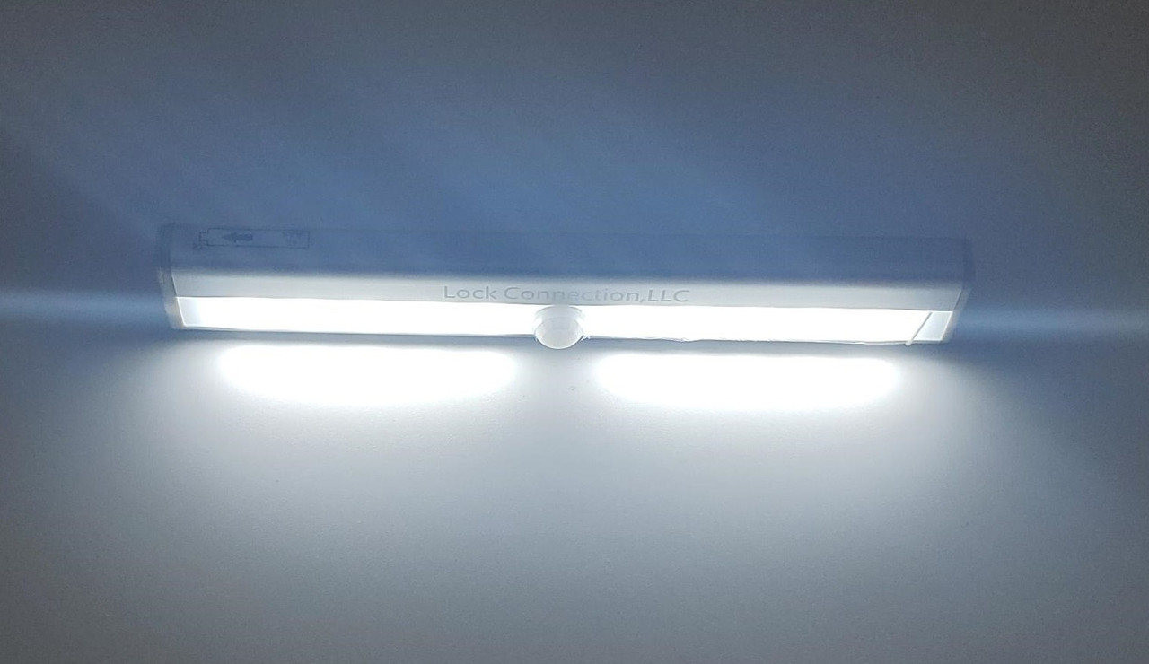 rechargeable LED Motion / light Sensor Kitchen Under Cabinet Shelf Light rechargeable, comes on with any motion, even in bright areas..