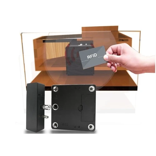 Bluetooth and RFID hidden cabinet drawer lock for gun storage