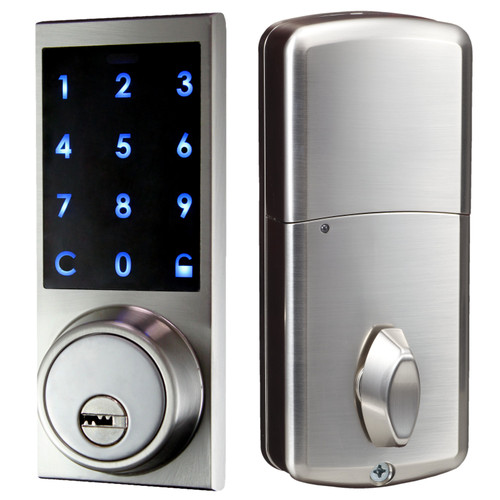 Bluetooth digital panel residential deadbolt lock with touchscreen keypad and key override