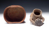 PC084 - PAIR OF INTACT PRE-COLUMBIAN CERAMIC VESSELS INCLUDING COMICAL MONKEY URN AND UTILITARIAN PLAN CUP