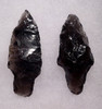 TWO PRE-COLUMBIAN TRANSLUCENT TANGED OBSIDIAN ARROWHEAD PROJECTILE POINTS *PC240