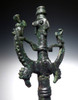 LARGE ANCIENT BRONZE MASTER OF ANIMALS FIGURAL IDOL FINIAL FROM NEAR EAST LURISTAN  *LUR184