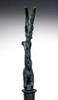 ANCIENT ART BRONZE TWIN DANCING IBEX FINIAL STANDARD FROM NEAR EASTERN LURISTAN  *LUR192