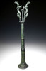 ANCIENT ART BRONZE TWIN DANCING IBEX FINIAL STANDARD FROM NEAR EASTERN LURISTAN  *LUR192